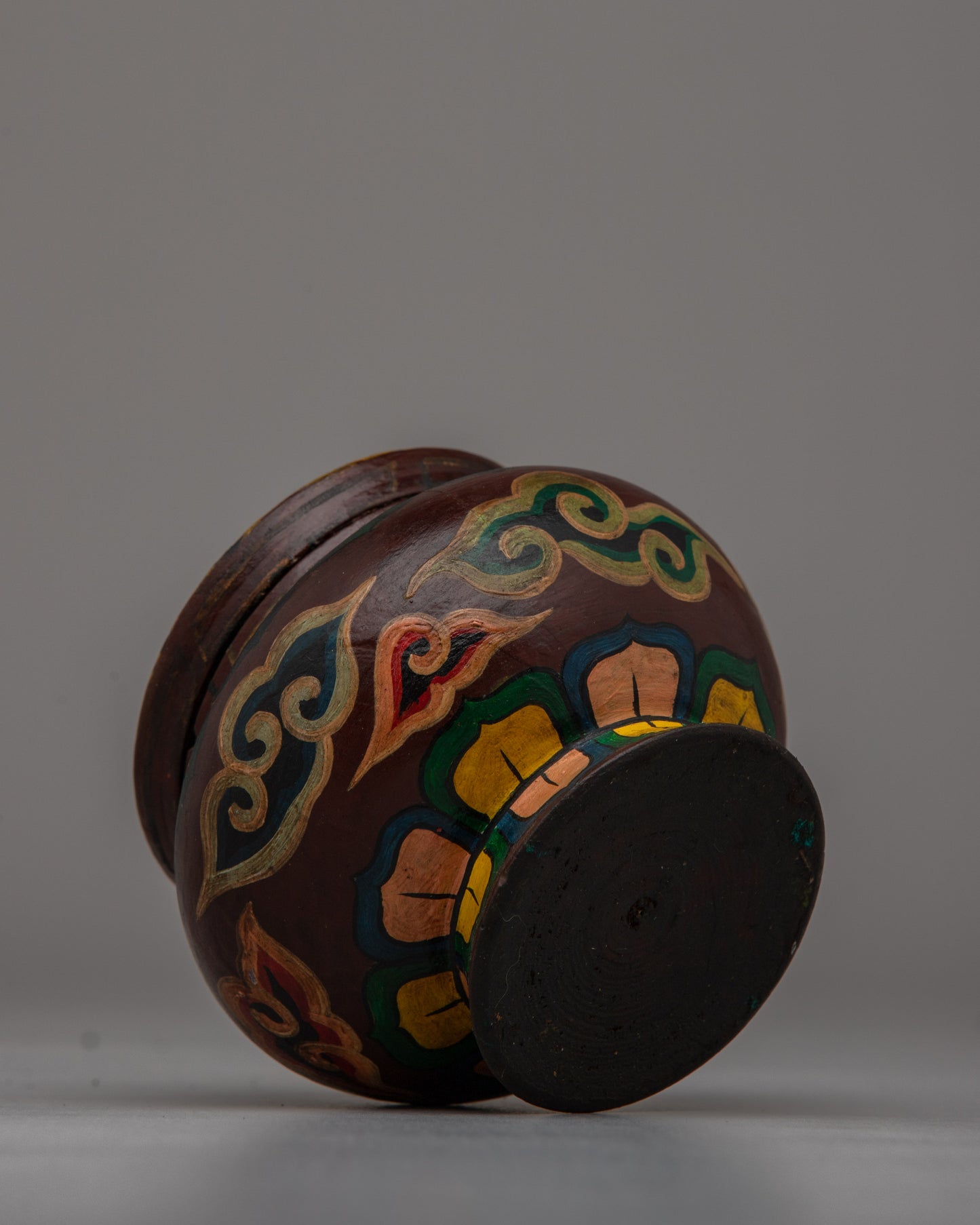 Buddhist Decorative Pot | Handcrafted Wooden Pot for Sacred Spaces and Rituals