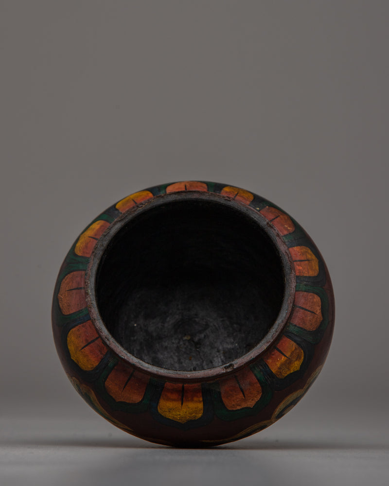 Buddhist Decorative Pot | Handcrafted Wooden Pot for Sacred Spaces and Rituals