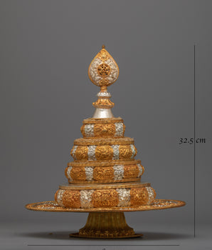 Divine Tibetan Offering Mandala  |  Exquisite Ritual Tool with Intricate Gold Work