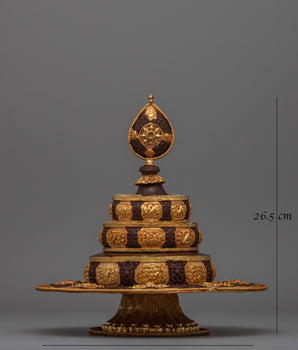 Traditional Tibetan Mandala Rice Offering Set | Sacred Ritual Piece in Gold and Copper