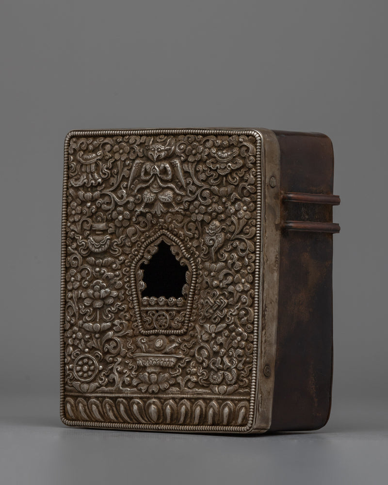 Handcrafted Tibetan Silver Ghau Box | Sacred Prayer Box