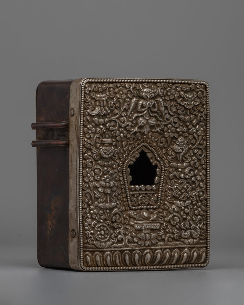 Handcrafted Tibetan Silver Ghau Box | Sacred Prayer Box