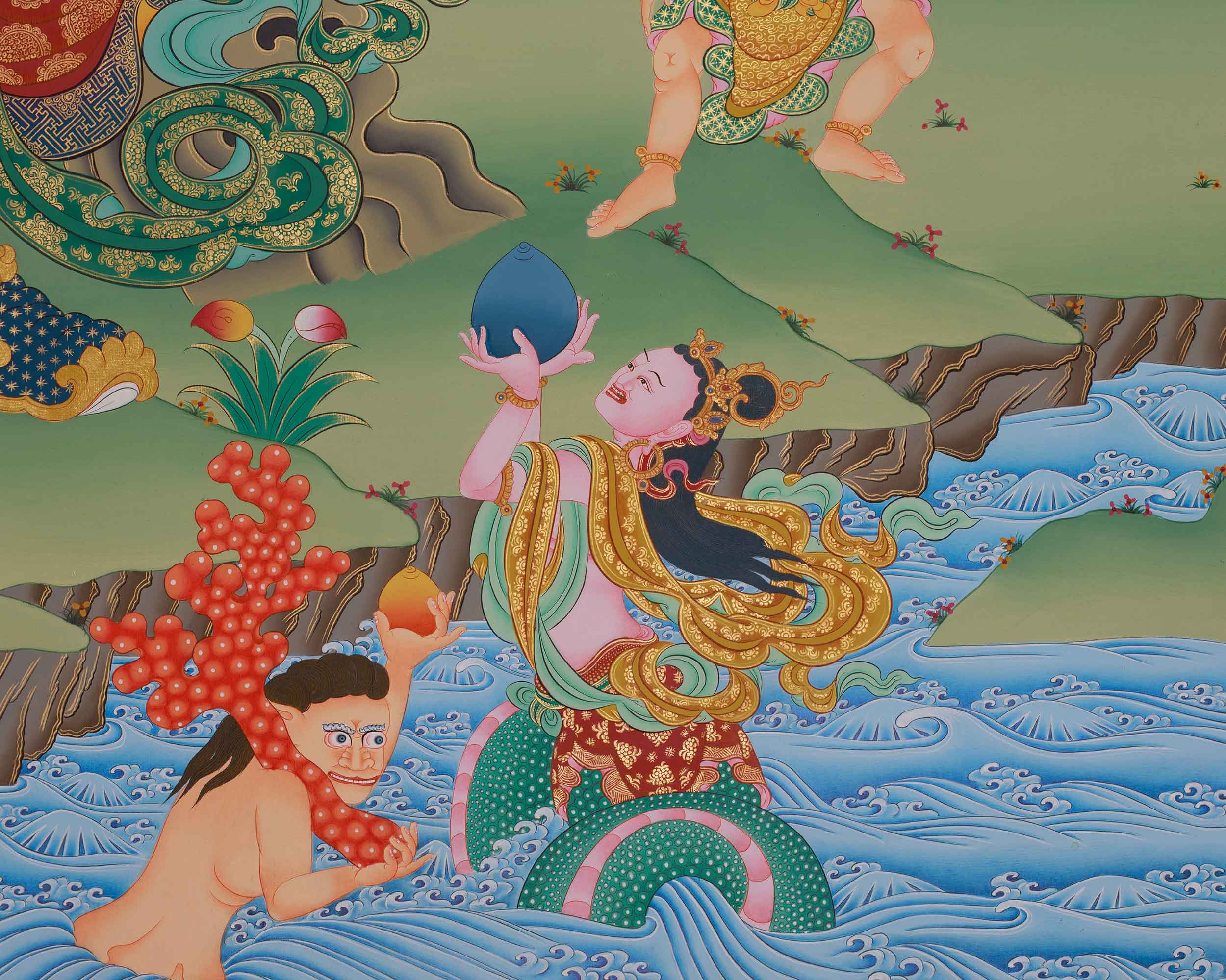 Traditional Thangka of Virupaksa | Protector of the Western Direction