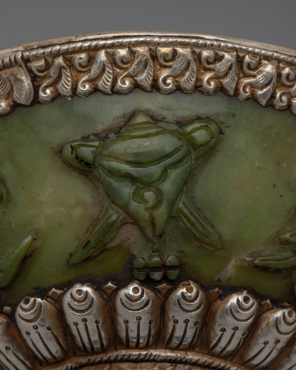 Tibetan Silver Jade Bowl |  Stunning Handcrafted Decorative Piece