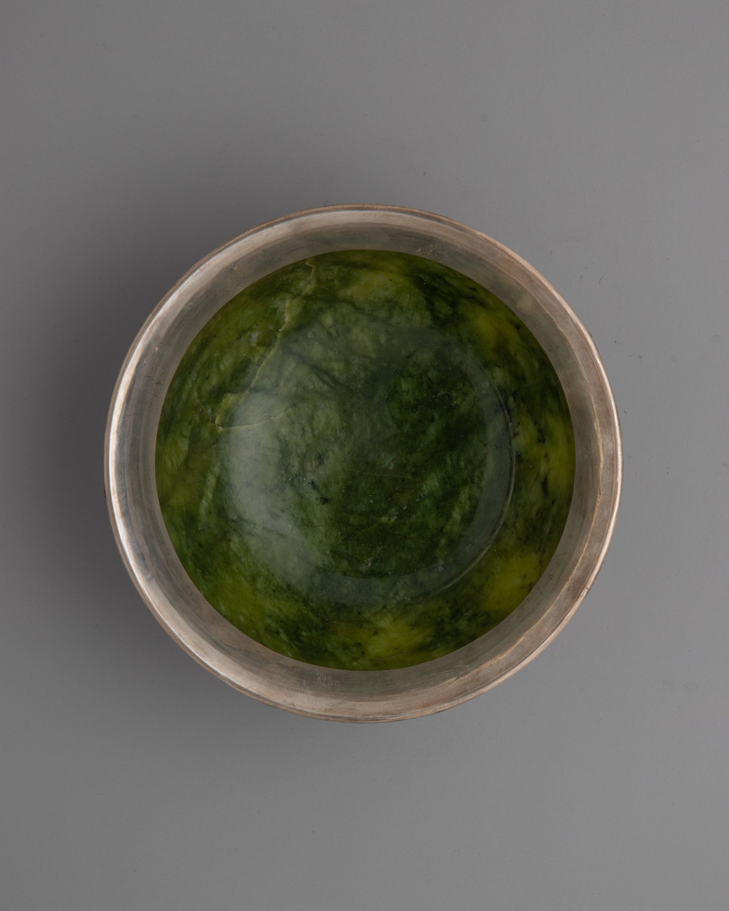 Jade Silver Tibetan Offering Bowl | Handcrafted Traditional Art