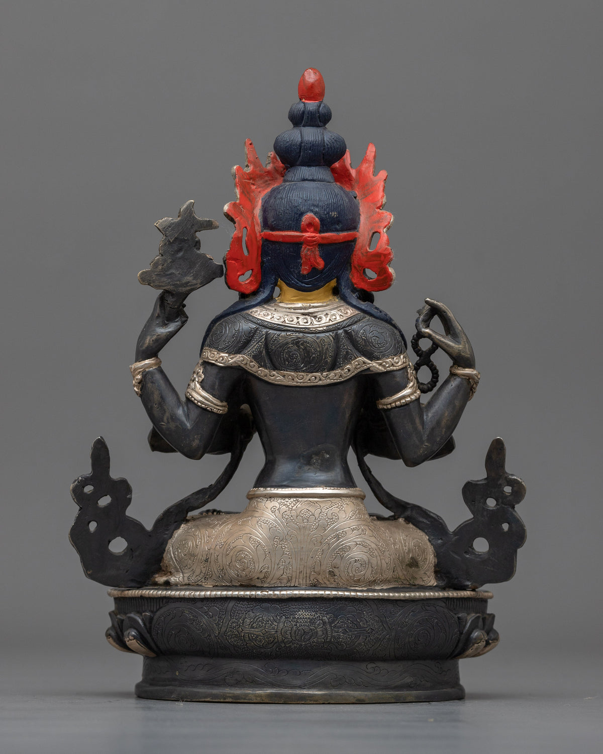 Silver-Plated Chenrezig Figurine | Embodiment of Love and Compassion
