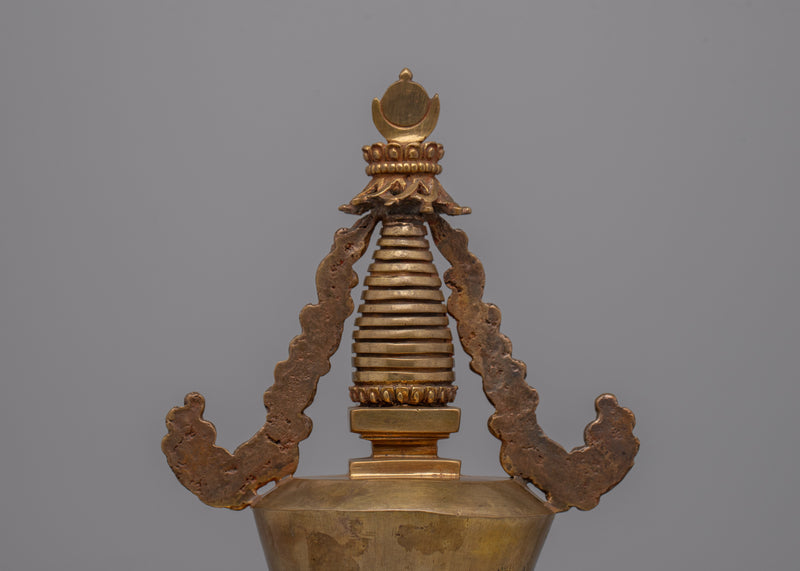 Sacred Tibetan Stupa | Copper Body with Gold Plating Ritual and Decoration