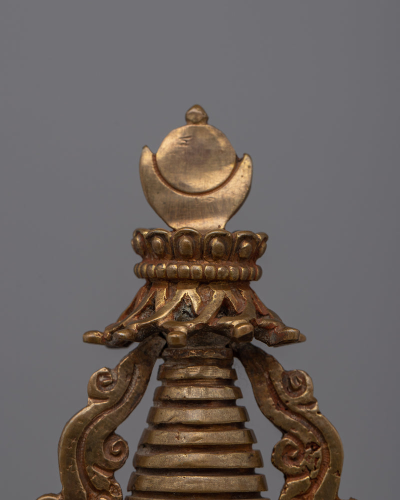 Sacred Tibetan Stupa | Copper Body with Gold Plating Ritual and Decoration