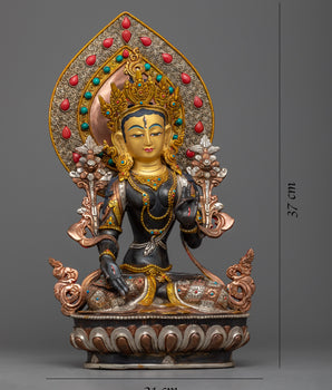 Elegant 14.5" White Tara Goddess Buddhism | Embrace the Compassionate Spirit of Tara Statue