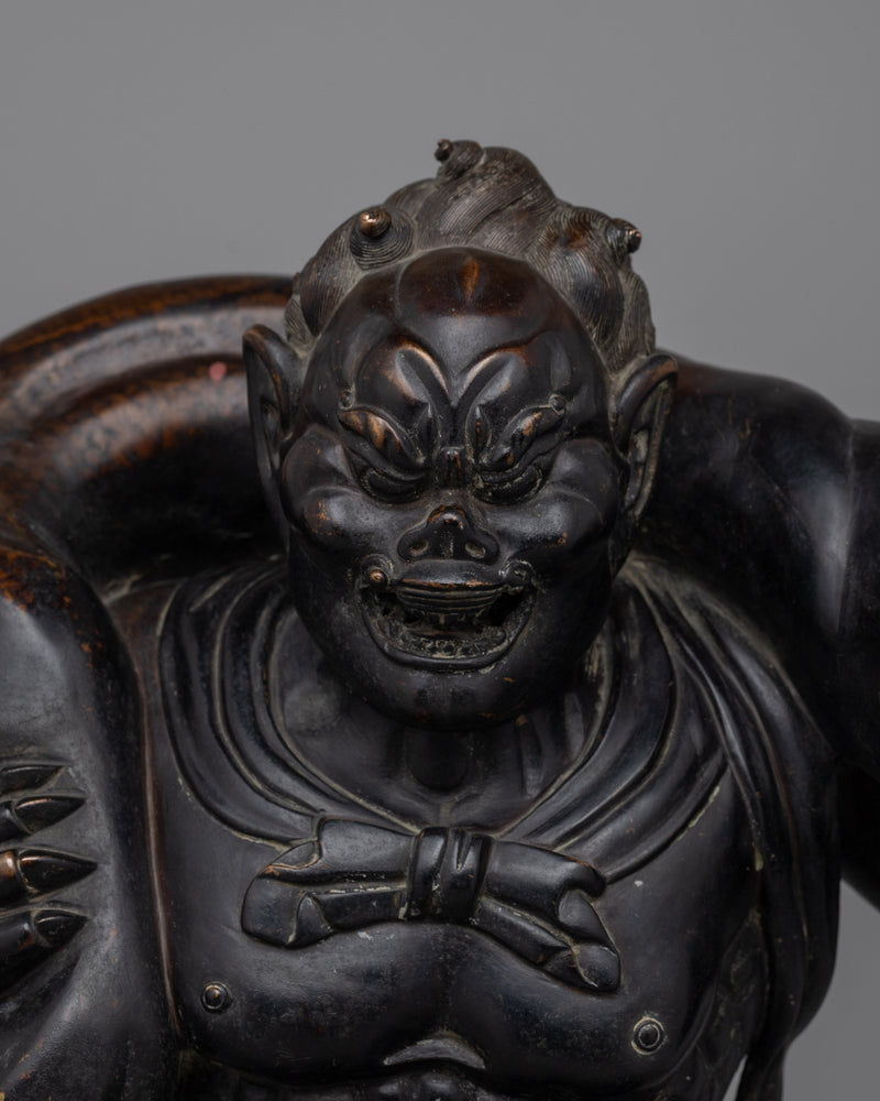 Fujin Japanese Wind God Statue | Traditional Shinto Deity Sculpture