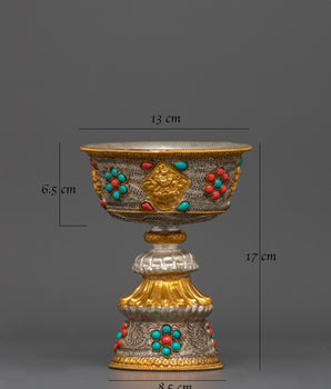 Handcrafted Buddhist Butter Lamp | Sacred Ritual Offering Lamp