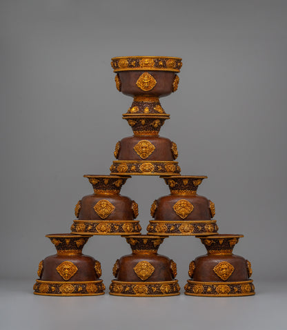 Buddhist Water Offering Bowl Set | Traditional Tibetan Ritual Offering