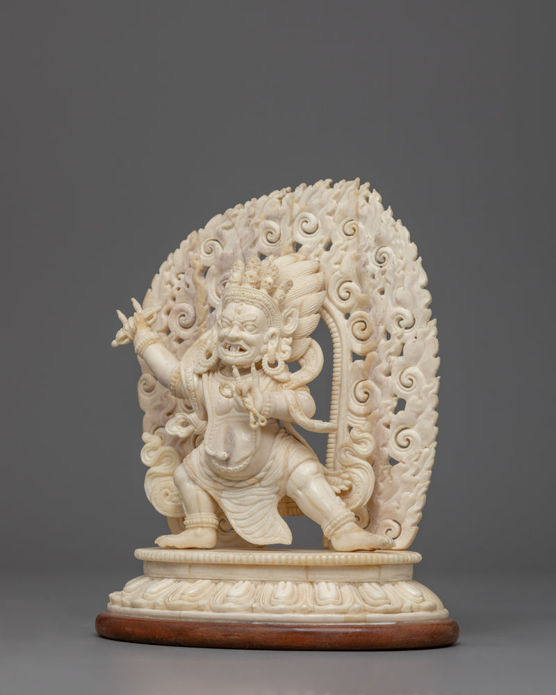 Vajrapani Bone Carving Statue | Tibetan Buddhist Protector Deity