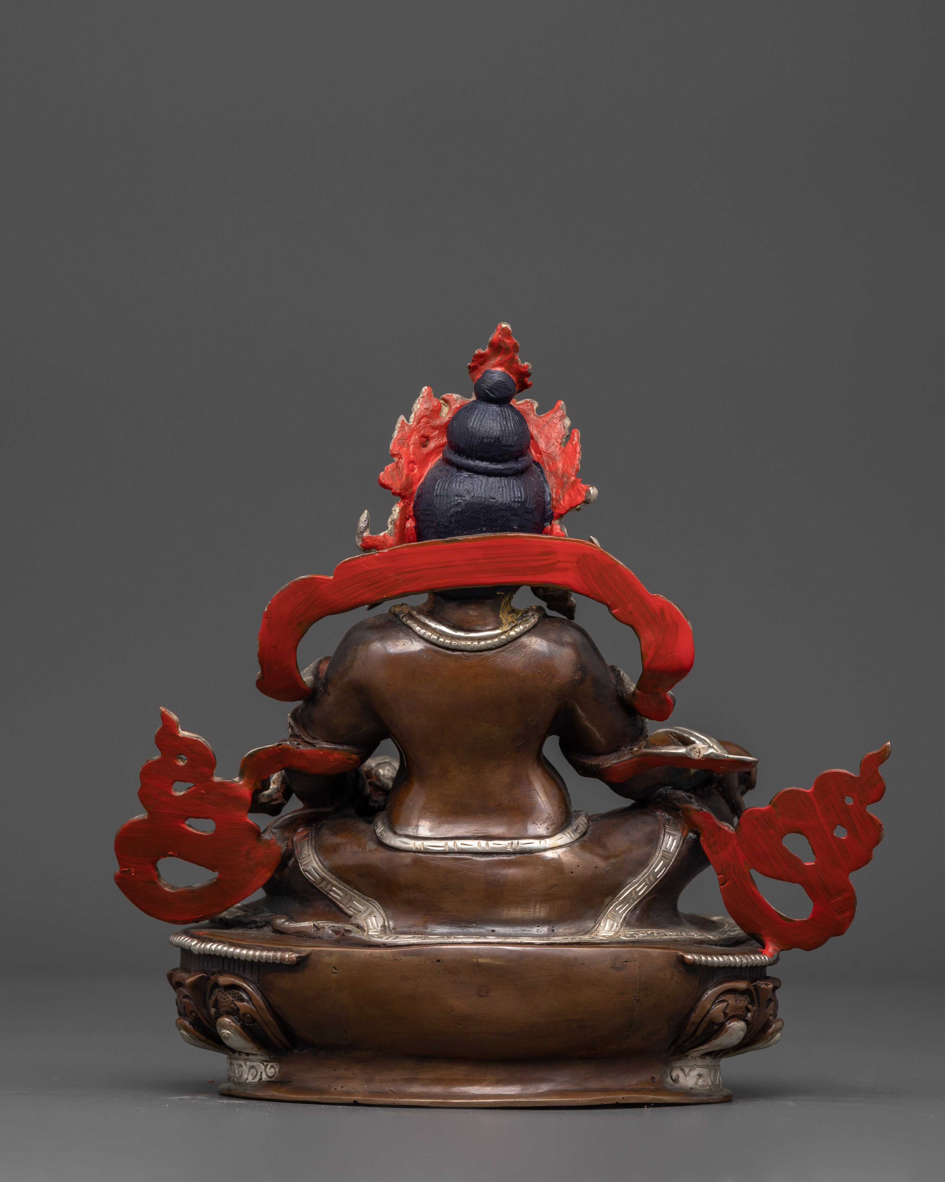 Sacred Dzambhala Figurine | Oxidized Copper and Silver-Plated Statue