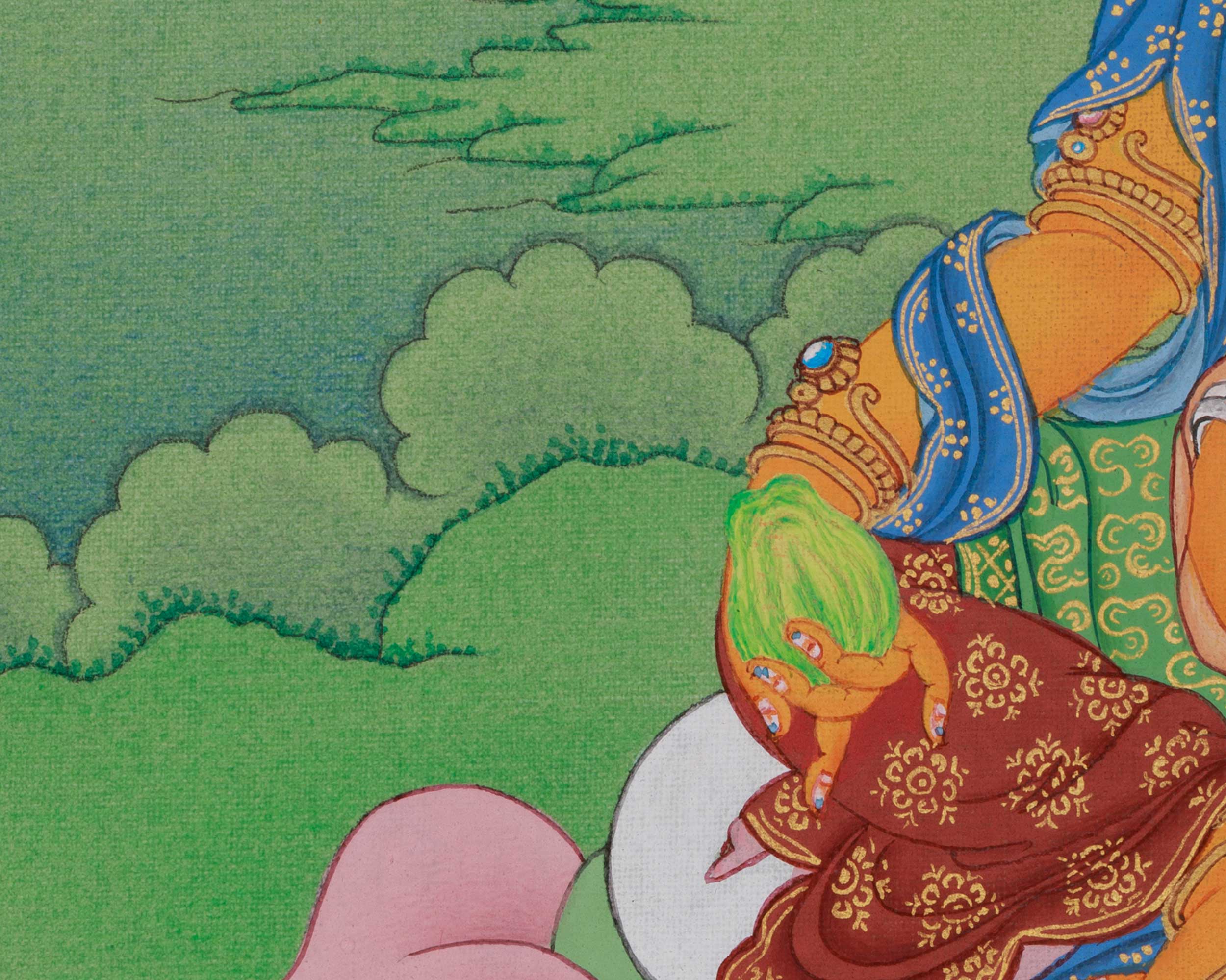 Buddhist Prosperity Deity Dzambhala Thangka | Sacred Wealth Deity Art