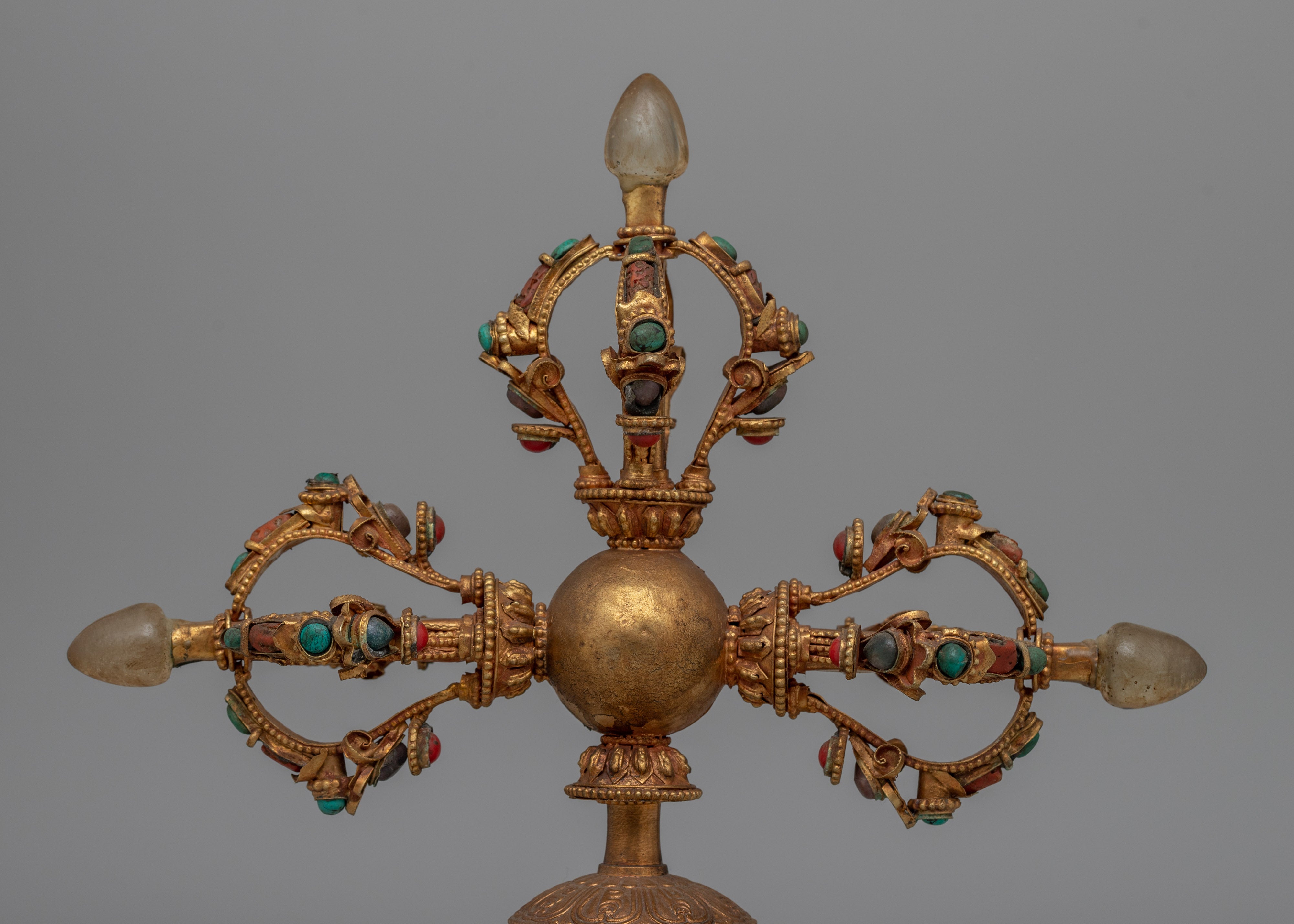 Buddhist Ritual Bell with Double Vajra | Spiritual Tool for Meditation