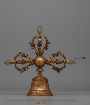 Buddhist Ritual Bell with Double Vajra | Spiritual Tool for Meditation