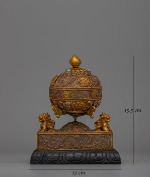 Traditional Tibetan Buddhist Prayer Wheel |  Sacred Tibetan Spinning Wheel for Prayers