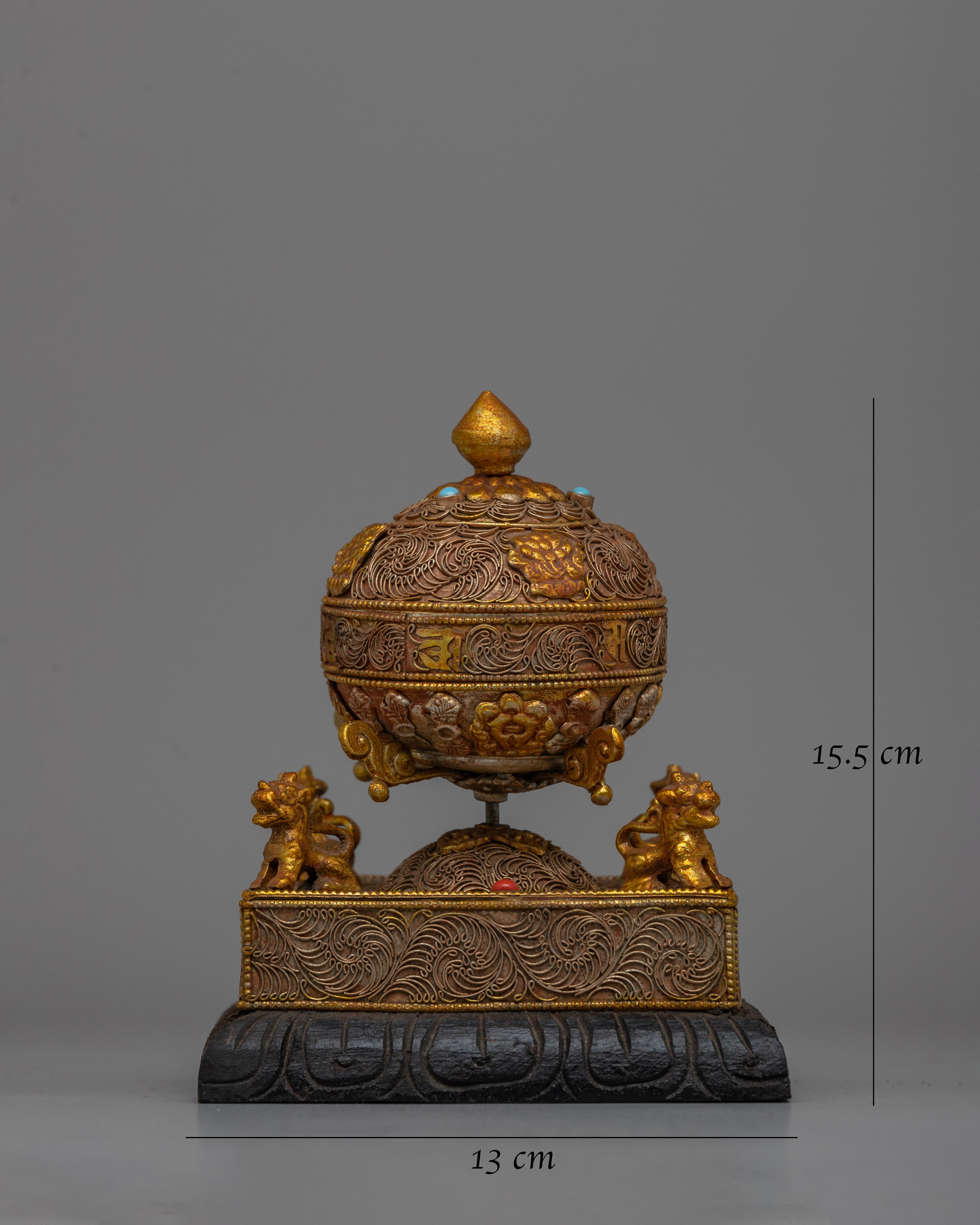 Traditional Tibetan Buddhist Prayer Wheel |  Sacred Tibetan Spinning Wheel for Prayers