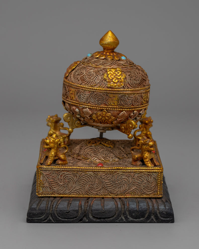 Traditional Tibetan Buddhist Prayer Wheel |  Sacred Tibetan Spinning Wheel for Prayers