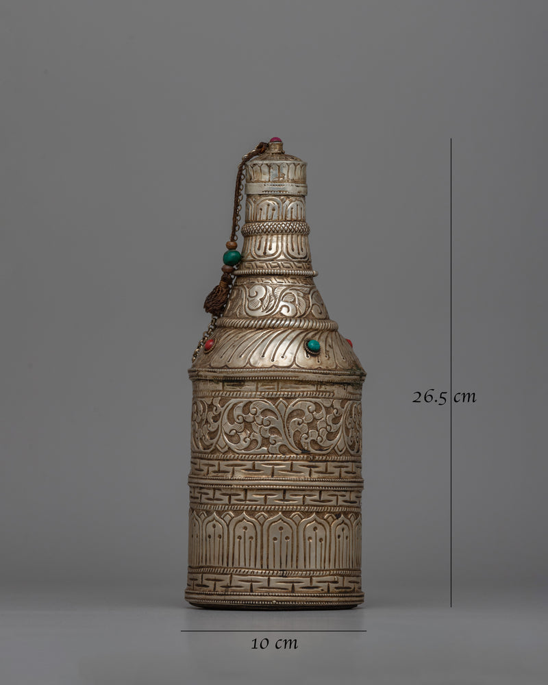 Handmade Tibetan Bottle | Artisan Crafted Spiritual Container