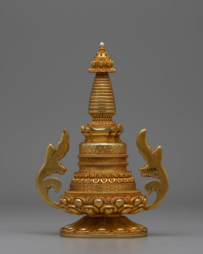 Handcrafted Buddhist Stupa Tibetan | Symbol of Spiritual Awakening and Peace