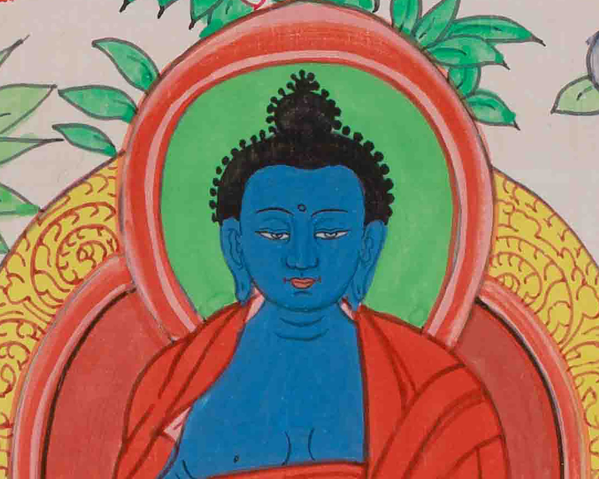 Medicine Buddha Healing Plants Thangka | Botanical Thangka