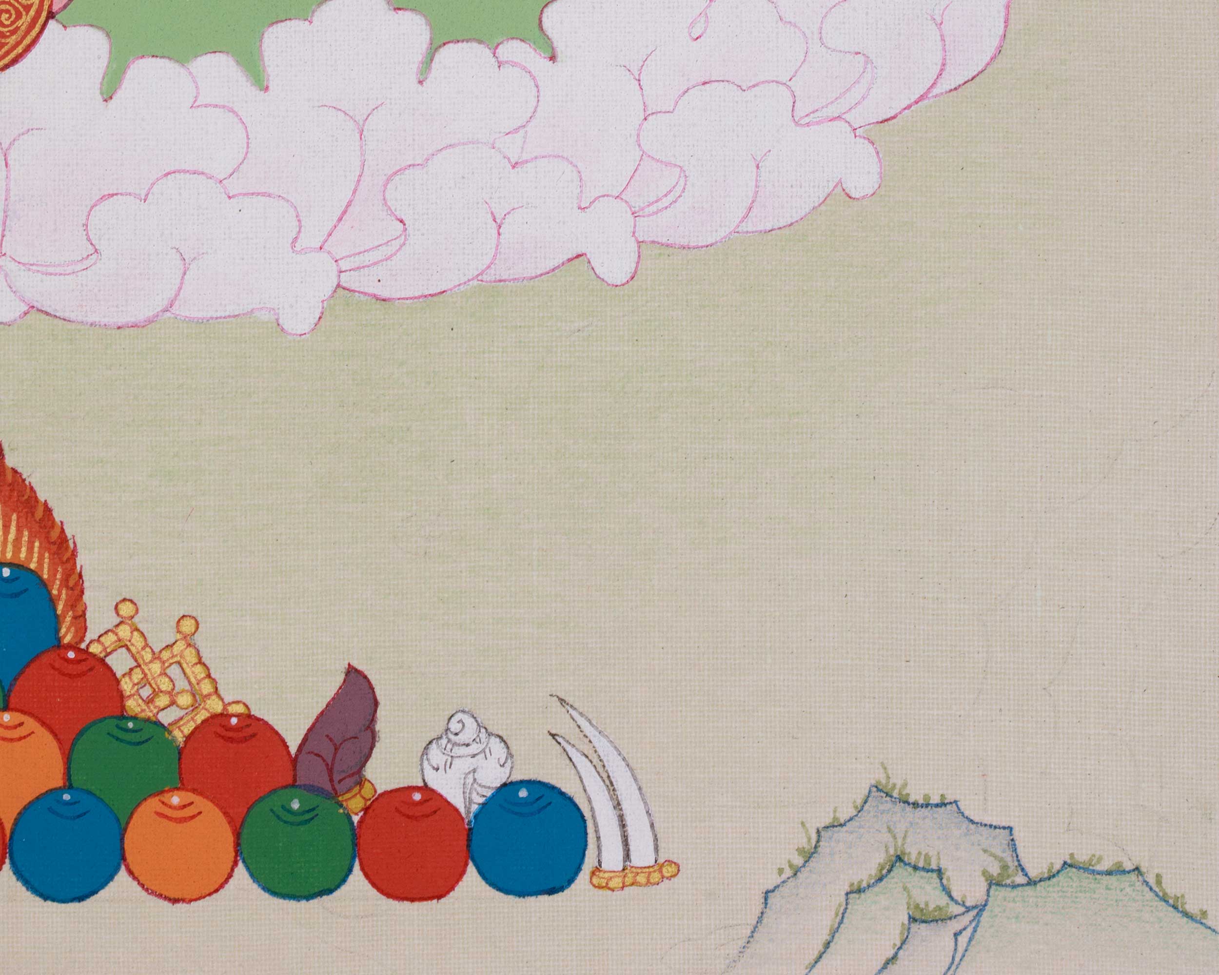 Himalayan Thangka of Guru Rinpoche With Consort | Lotus Born Master