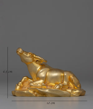 Gold-Plated Buffalo Statue | Elegant Copper Body Decorative Art
