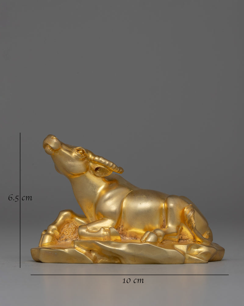 Gold-Plated Buffalo Statue | Elegant Copper Body Decorative Art