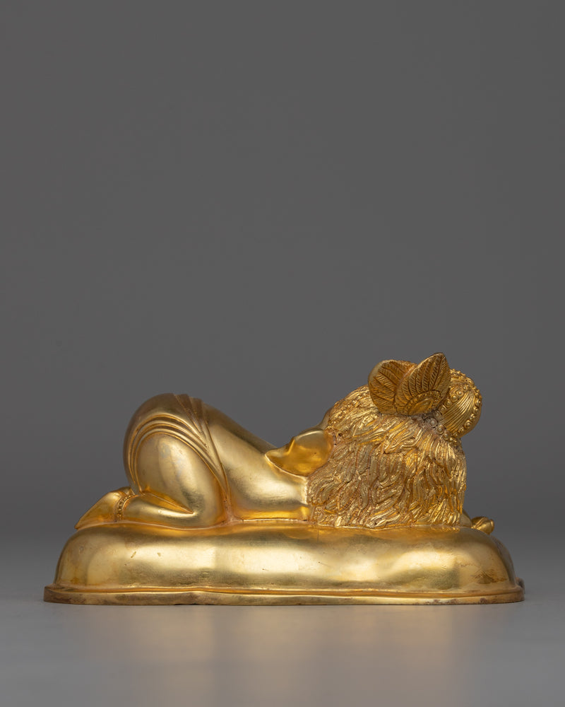 Elegant Gold-Plated Ganesha Statue | Sleeping Ganesh Sculpture