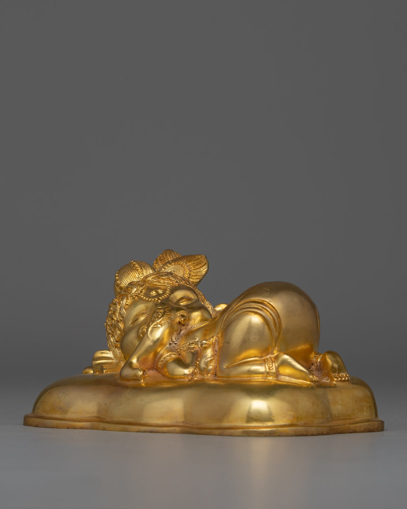 Elegant Gold-Plated Ganesha Statue | Sleeping Ganesh Sculpture