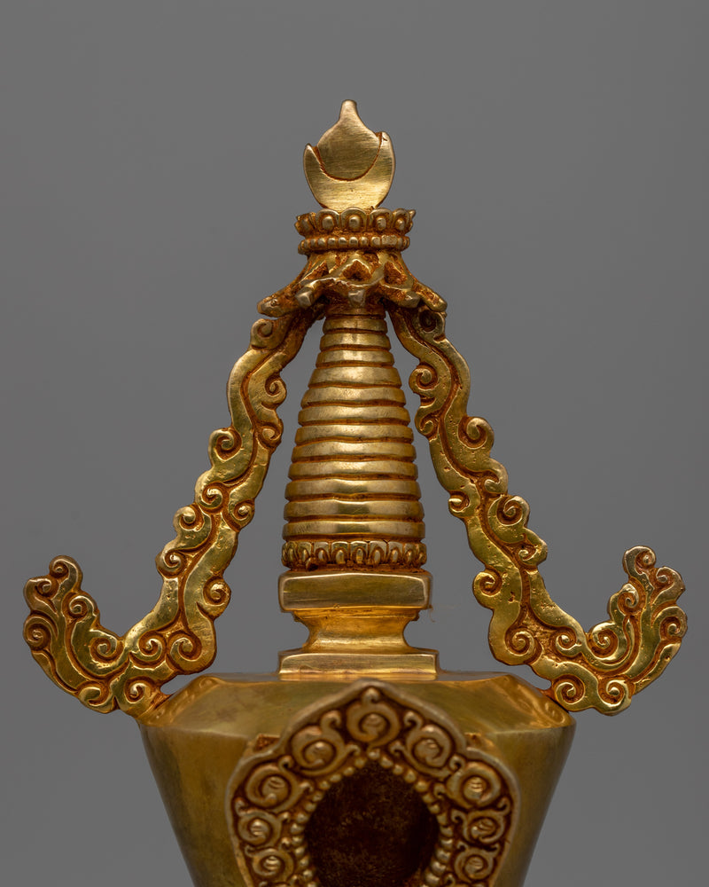 Tibetan Gold-Plated Stupa | Masterpiece of Sacred Buddhist Art