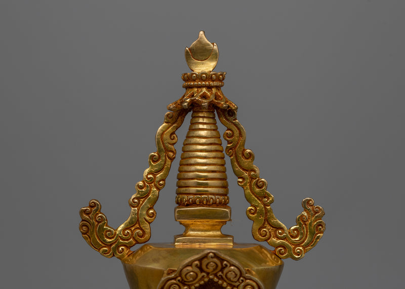 Tibetan Gold-Plated Stupa | Masterpiece of Sacred Buddhist Art