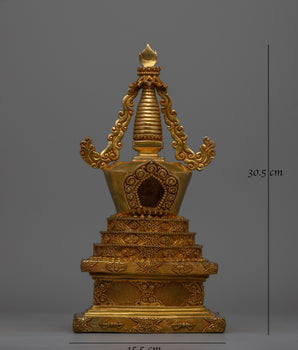 Tibetan Gold-Plated Stupa | Masterpiece of Sacred Buddhist Art