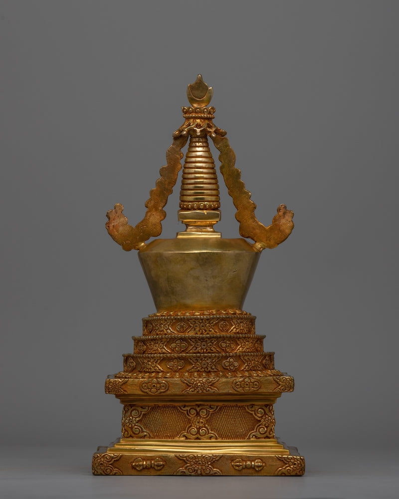 Tibetan Gold-Plated Stupa | Masterpiece of Sacred Buddhist Art