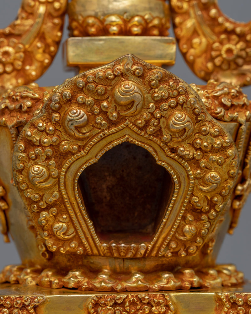 Golden Copper Buddhist Stupa | Traditional Buddhist Figurines