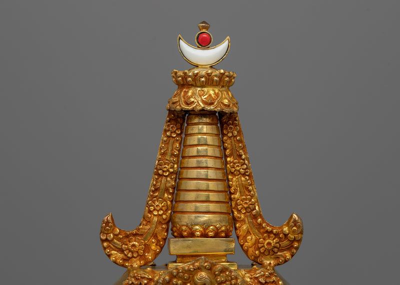 Golden Copper Buddhist Stupa | Traditional Buddhist Figurines