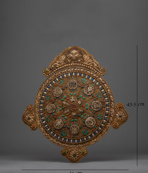 Metal Thangka with Eight Auspicious Symbols | Buddhist Symbols