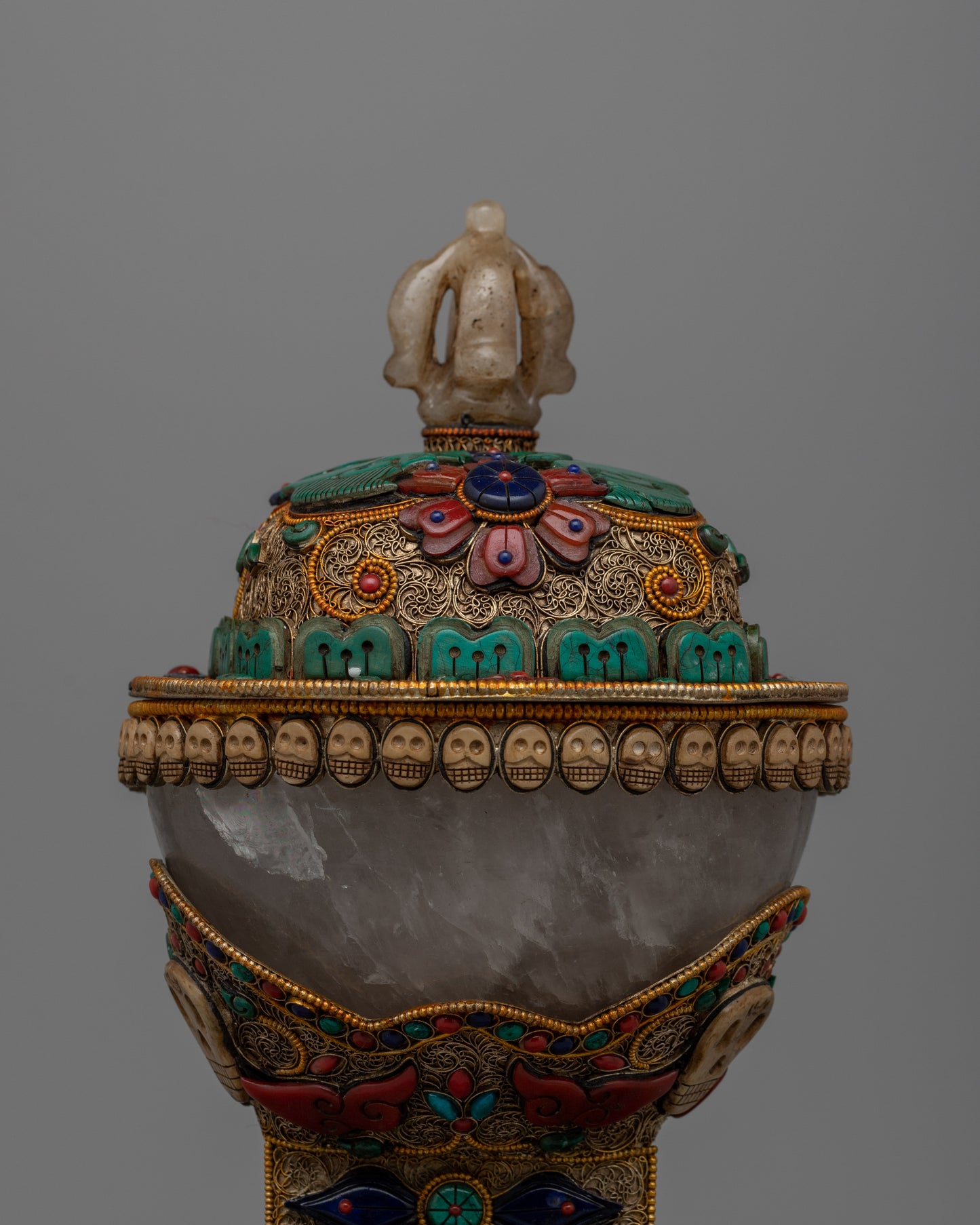 Buddhist Kapala Set| Crystal Kapala Skull Cup for Tibetan Ritual Practices