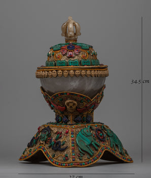 Buddhist Kapala Set| Crystal Kapala Skull Cup for Tibetan Ritual Practices