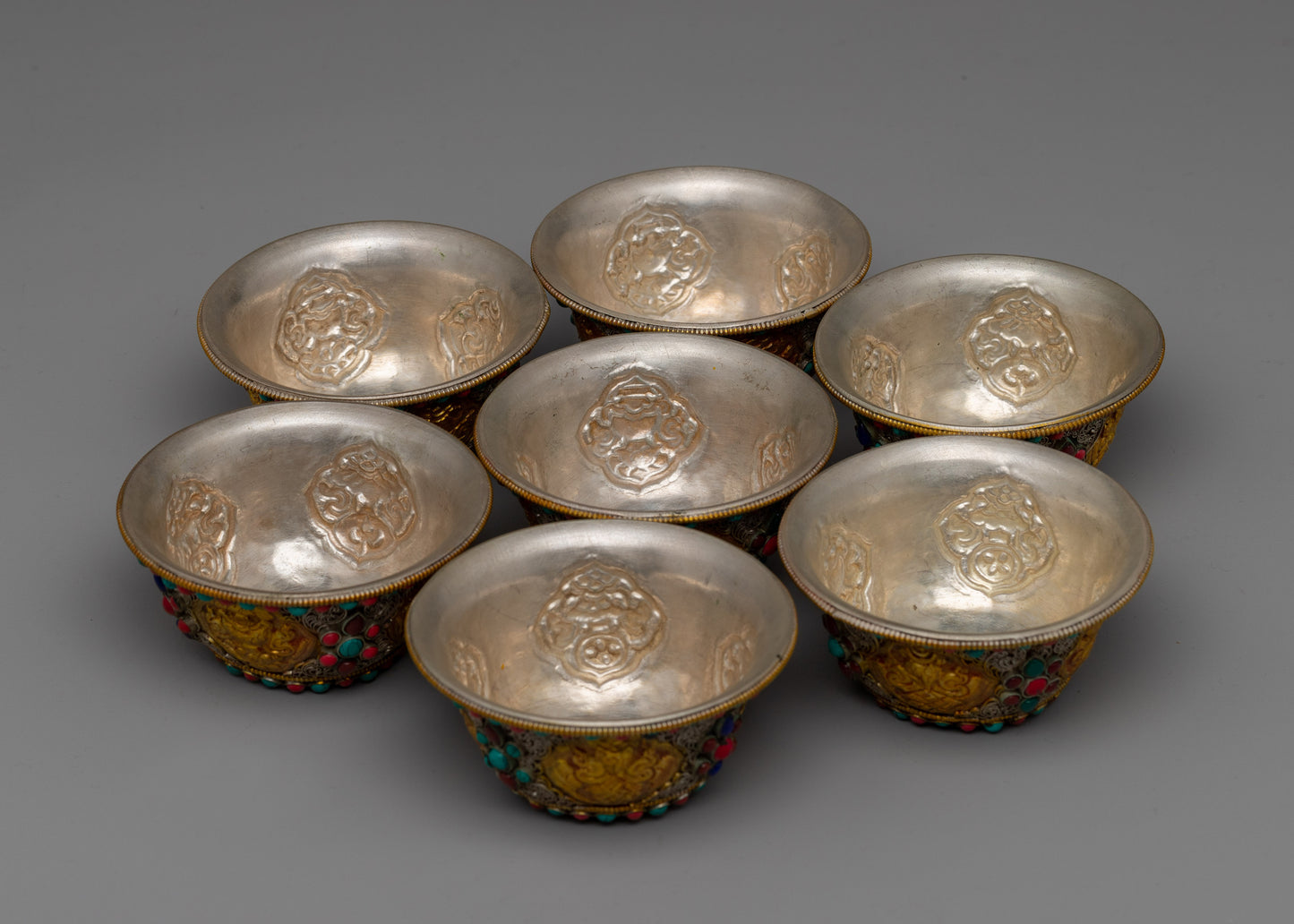 Buddhist Seven Water Offering Bowl Set | Ritual Ceremony Tool