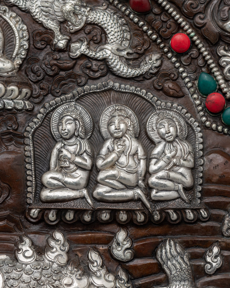 Tibetan Repousse Plaque Wall Hanger | Traditional Tibetan Metal Artwork