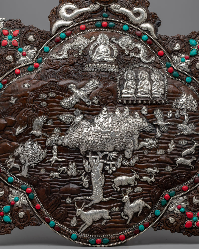 Tibetan Repousse Plaque Wall Hanger | Traditional Tibetan Metal Artwork