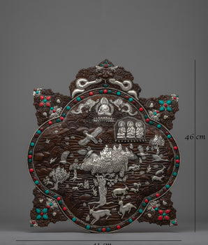 Tibetan Repousse Plaque Wall Hanger | Traditional Tibetan Metal Artwork