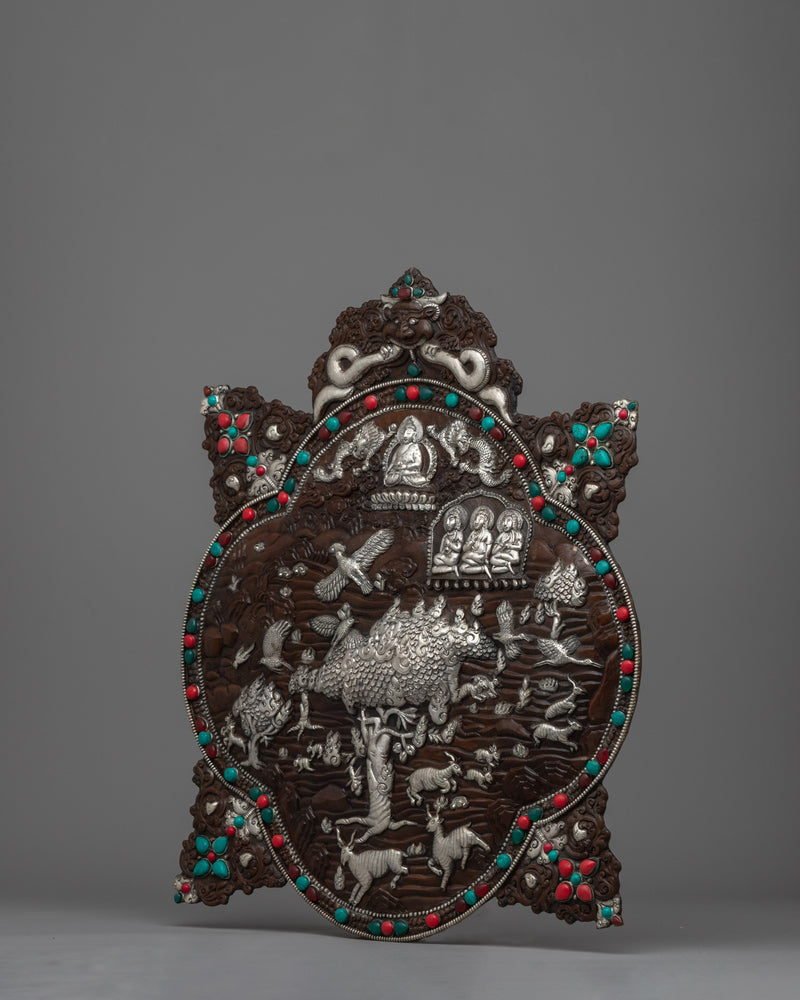 Tibetan Repousse Plaque Wall Hanger | Traditional Tibetan Metal Artwork