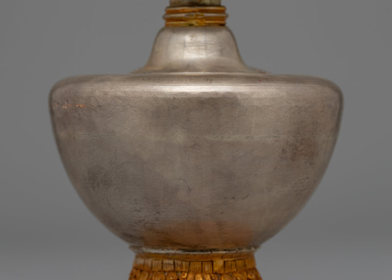 Gold Plated Silver Bhumba Vase | Buddhist Ritual Item and Copper Ritual Altar Decor