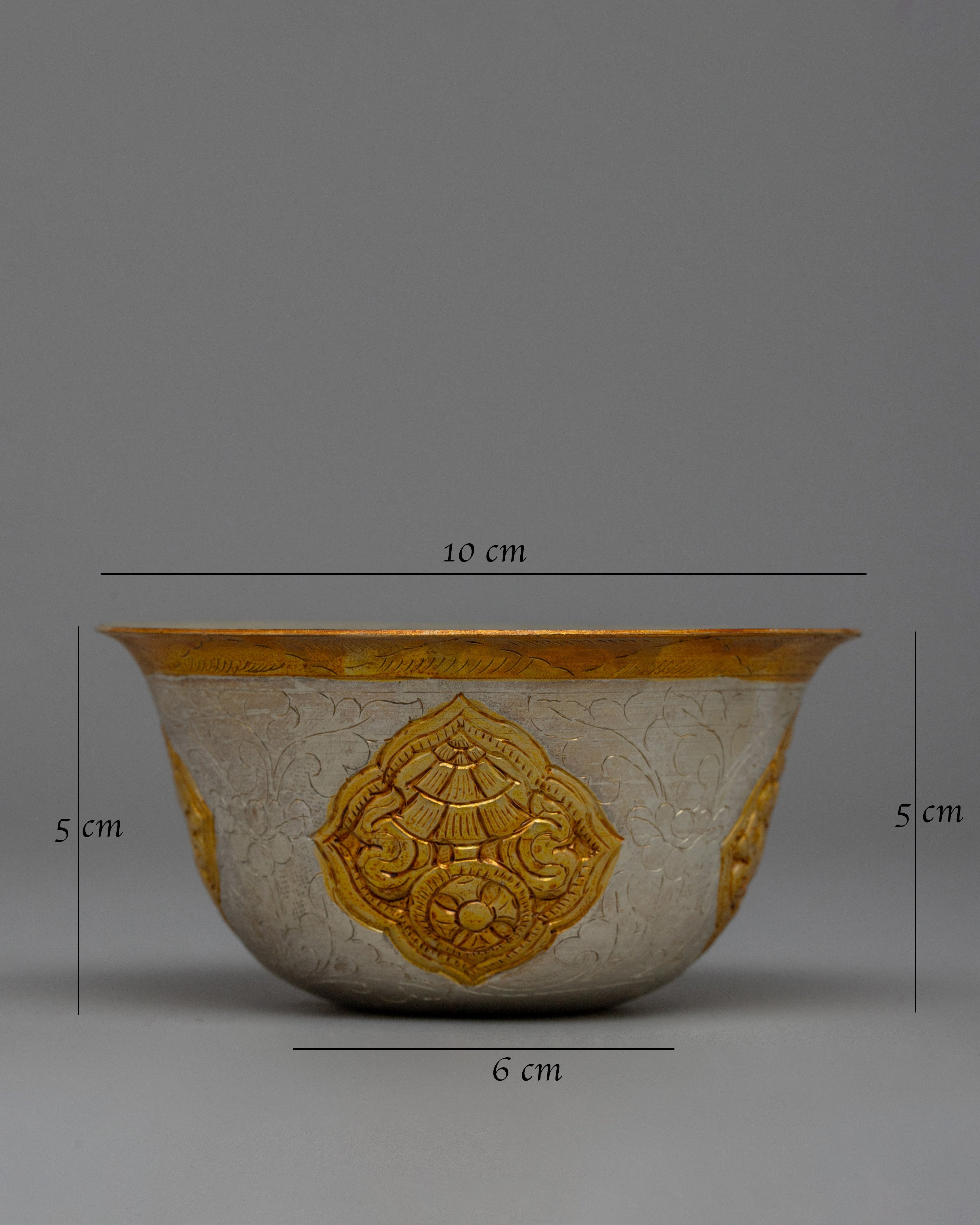 Sacred Tibetan Offering Bowl Set | Gold & Silver Plated Ritual Cups, Perfect for Altar Use
