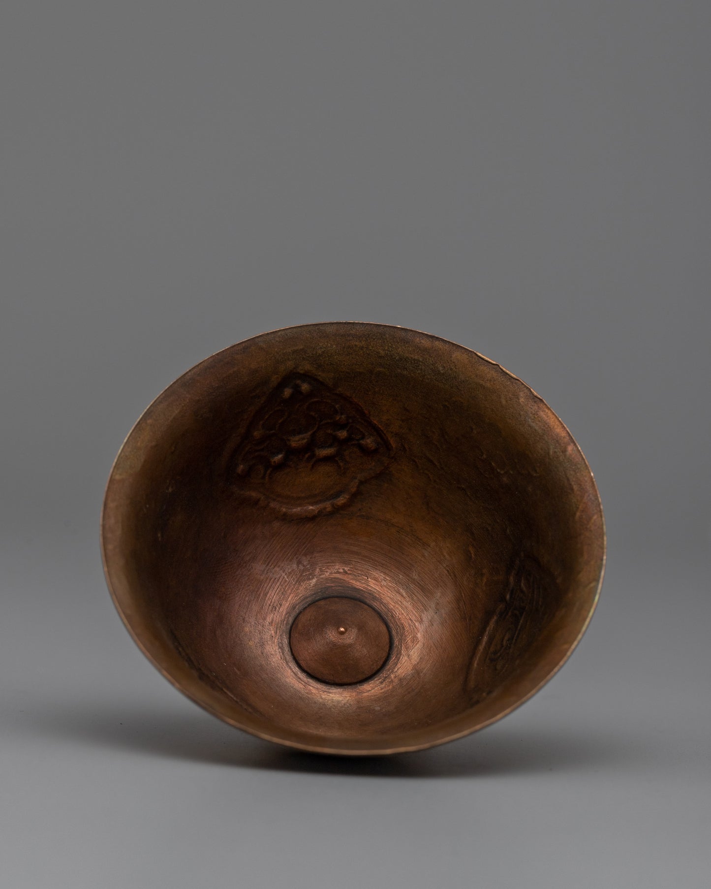 Copper Water Offering Bowls Set | Buddhist Offering Bowls, Oxidized Copper with Gold Detail