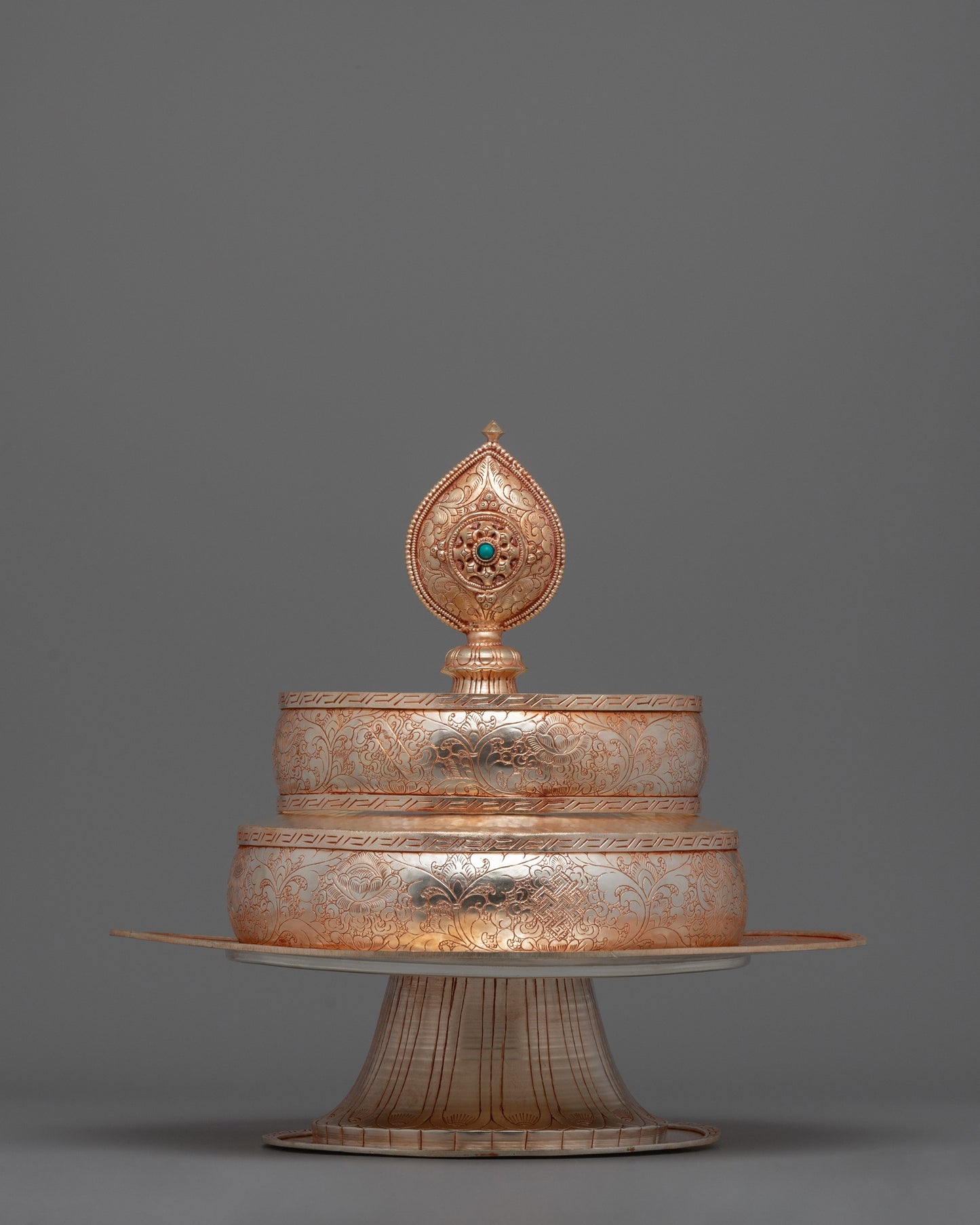 Buddhist Offering Mandala Set | Beautifully Crafted Copper with Silver Plating for Sacred Spaces